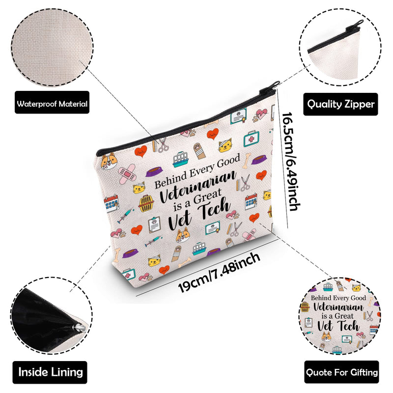 ZJXHPO Vet Tech Survival Kit Behind Every Good Veterinarian Is A Great Vet Tech Makeup Bag With Zipper Vet Tech Appreciation Gift (Vet Tech) - BeesActive Australia
