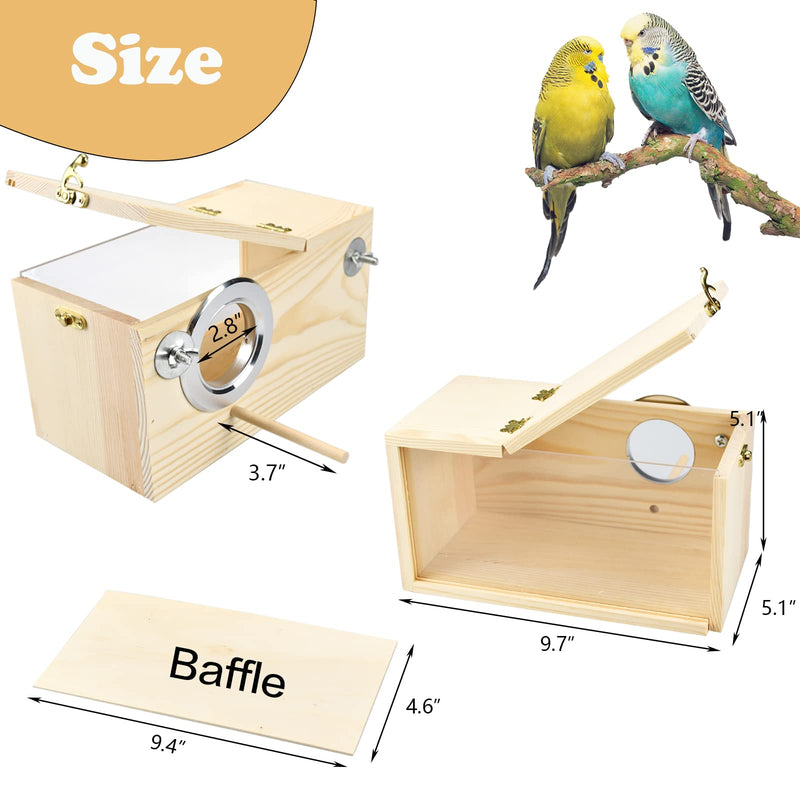 ShuRung Parakeet Nesting Box Cockatiel Nesting Box Bird Nest Bird Breeding Box House Wooden Acrylic Transparent Bird Box with Detachable Wooden Board for Lovebirds Cockatiel Budgie Conure Parrot - BeesActive Australia