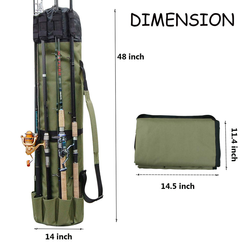 [AUSTRALIA] - AGOOL Fishing Rod Bag Holder Fishing Rod Carrier Fishing Pole Travel Case Tackle Box Storage Multifunctional Stand Bags Large Capacity Lightweight Waterproof Fishing Gear Organizer Khaki Green 