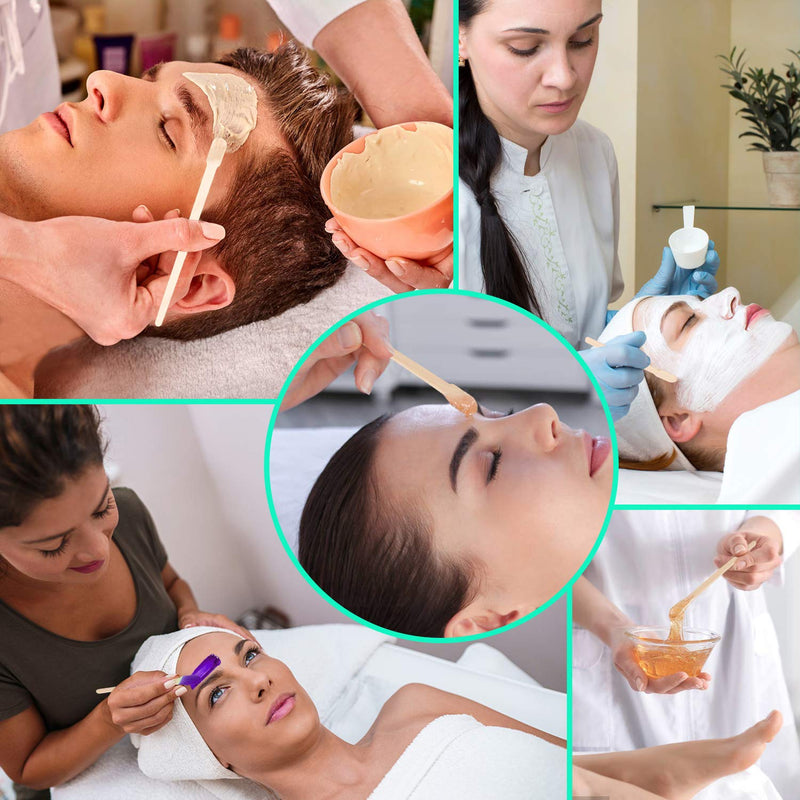 200 Pcs Eyebrow Wax Sticks Wax Applicator, Wood Wax Spatulas for Face and Small Hair Removal Sticks With Handle - BeesActive Australia