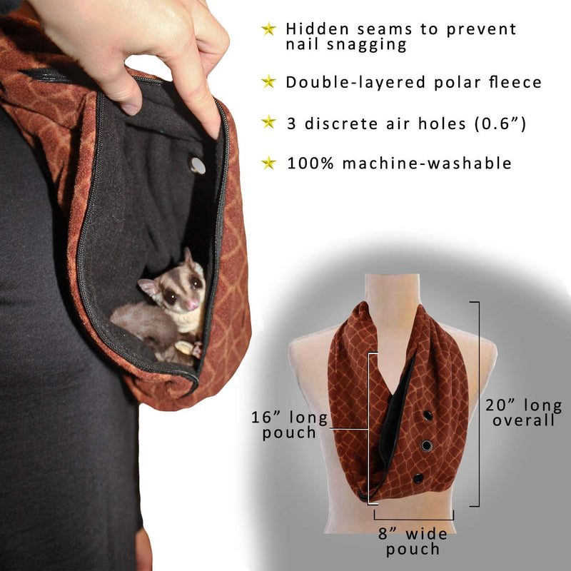 Pet Bonding Scarf - Carry Bonding Pouch - For Chinchillas, Hedgehogs, Rats, Sugar Gliders, Guinea Pigs, Rabbits, Hamsters, Gerbils, Squirrels, Ferrets, Kittens, Parrots, Birds, Reptiles Snake - BeesActive Australia