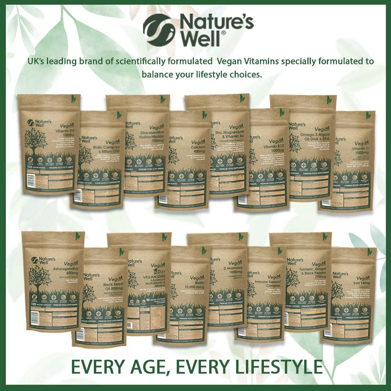 Vegan Omega 3 Algae Oil DHA + EPA, High Concentrate, 60 Vegetarian Capsules, from Sustainable Plant Based Alternative to Fish Oils, Halal & Kosher � Made in The UK by Nature�s Well (Pouch) - BeesActive Australia