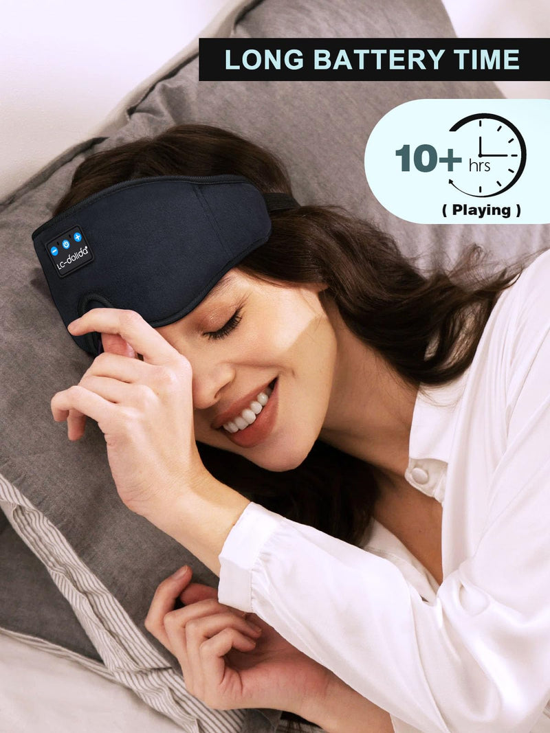 3D Sleep Mask with Sleep Headphones,Blackout Sleeping Eye Mask for Women/Men,Breathable and 0 Pressure Blindfold, Night Dream Mask with Travel Bag for Traveling Napping Rest Black - BeesActive Australia