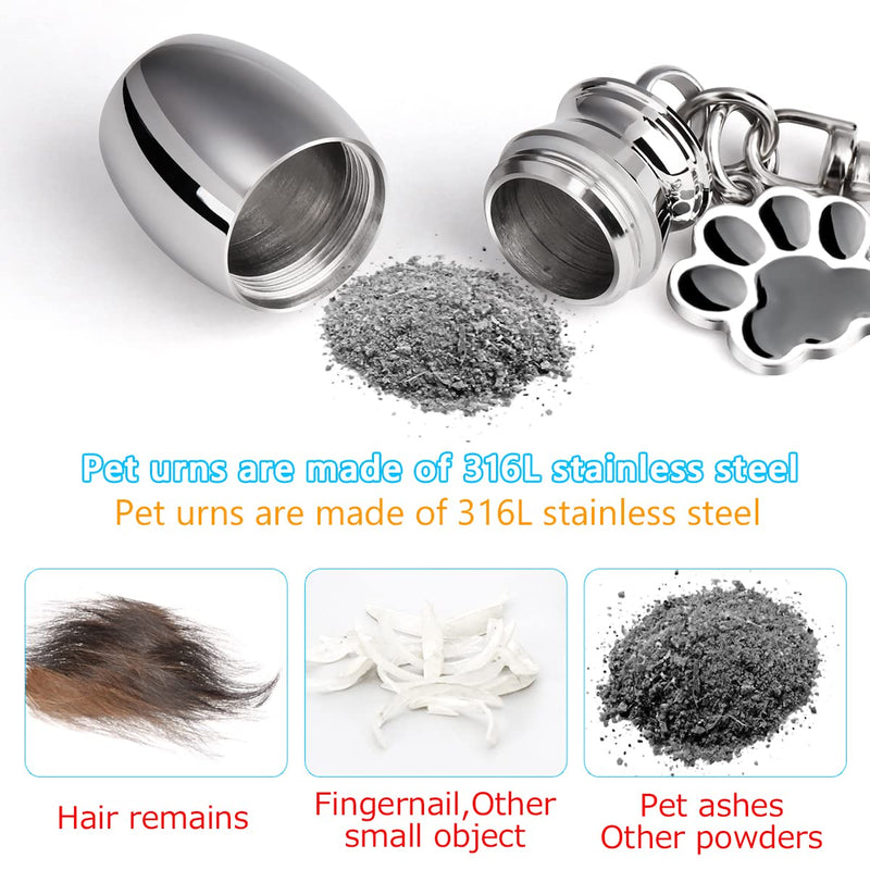 ChunlongFour Waterproof Pet Urns Keychain for Dogs Ashes, Cat Dog Urn for Dogs Cats Ashes Keepsake Memorial Cremation Jewelry Pend Silver 1 pcs - BeesActive Australia