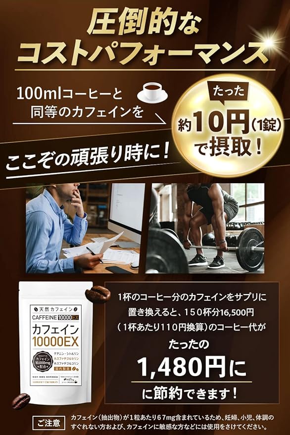 Caffeine Tablet Supplement [75 days to 150 days] Supplement Tablet [Long Health Institute] (150 tablets) - BeesActive Australia
