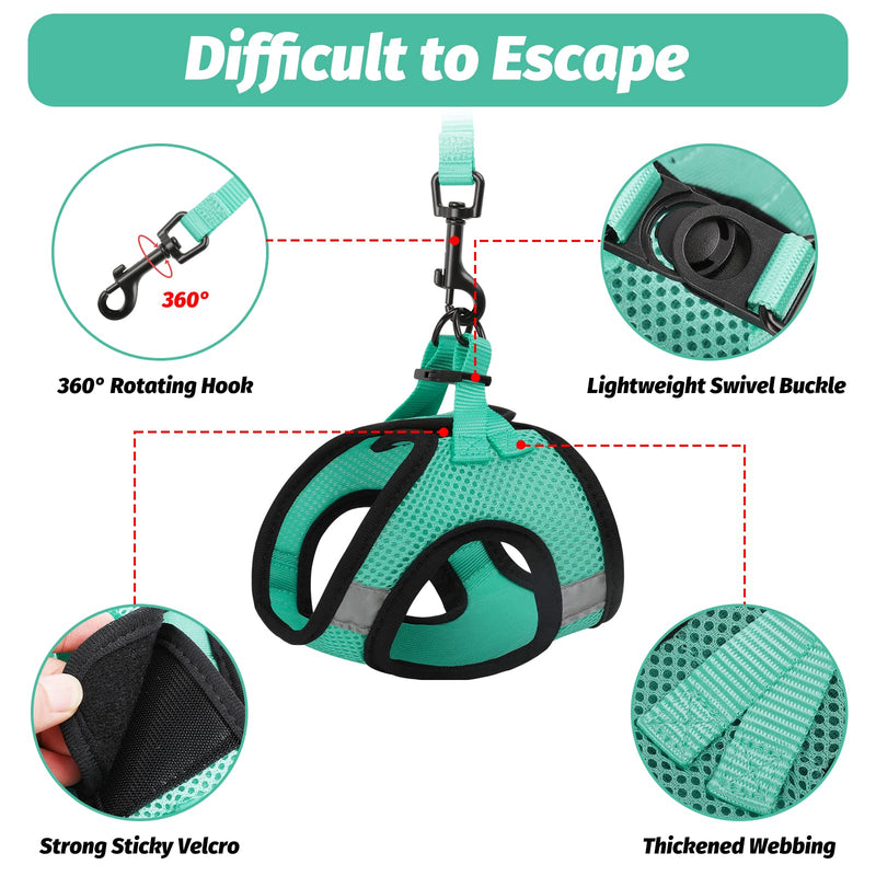 Cat Harness and Leash Set for Walking Escape Proof, Kitten Harness and Leash Adjustable, Small Large Cat Walking Harness and Leash, Lightweight Soft Vest Harness and Leash Green M ( Chest 12-14'') - BeesActive Australia