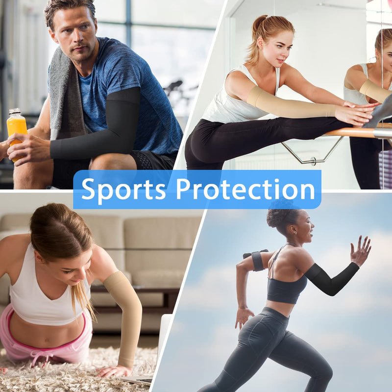 Normers 20-30 mmHg Medical Lymphedema Compression Arm Sleeve for Men & Women (Single), Full Arm Support with Dot Silicone Band, Graduated Compression Arm Brace for Arthritis, Swelling, Bursitis, Dvt. Black Large - BeesActive Australia