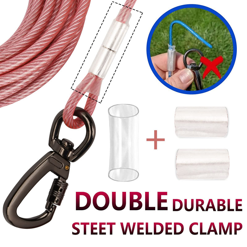 Tie Out Cable with Spring for Dogs,10/20/30/ 50FT Long Dog Leash,Dog Runner for Yard Heavy Duty,Dog Chains for Outside,Sturdy Long Line Lead for Dogs Training Outdoor in Camping or Yard 10ft Pink - BeesActive Australia