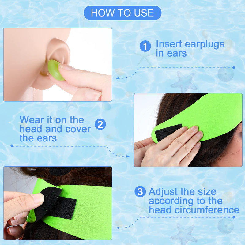 Swimming Headband Soft Silicone Earplugs Set, Including 3 Pcs Secure Swimmers Ear Band 3 Pairs Swimming Earplugs Swim Headbands for Kids Adults Moldable Ear Plugs for Swimming (Elegant Color) Elegant Color - BeesActive Australia