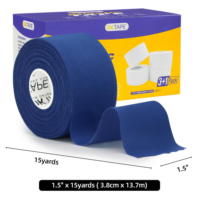 OK TAPE 4-Pack Athletic Sports Tape | Very Strong Easy Tear No Sticky Residue | Perfect Tape for Athlete & Medical Trainers (1.5in X 35ft) Blue 4 Rolls-Blue - BeesActive Australia