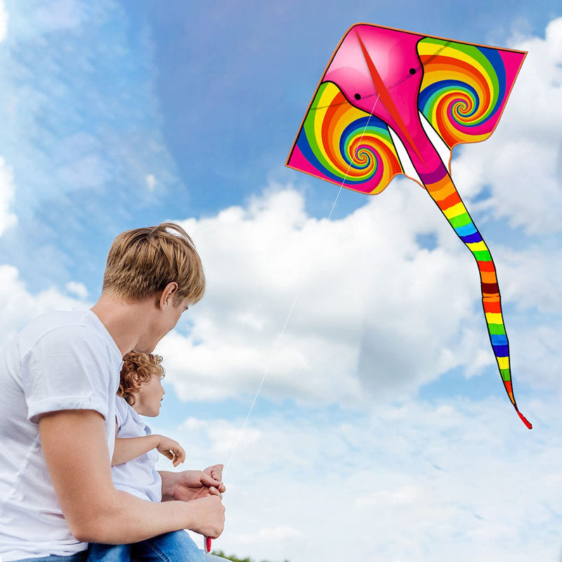 YongnKids Toys Kite Rainbow Kites for Kids Ages 4-8 & Adults Easy to Fly - Large Elephant Kite with String for Girls Boys Beach Summer Games - BeesActive Australia