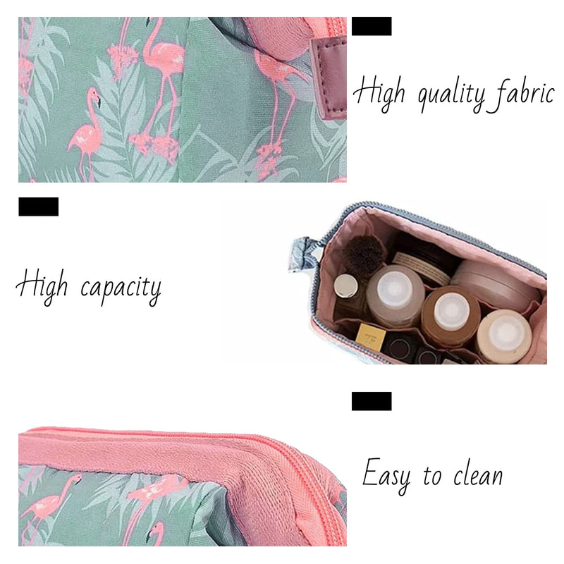 DWE Makeup Bags, Travel Cosmetic Bags Brush Pouch Toiletry Wash Bag Portable Travel Make Up Case Pouch for Women Girls (Flamingo) Flamingo - BeesActive Australia