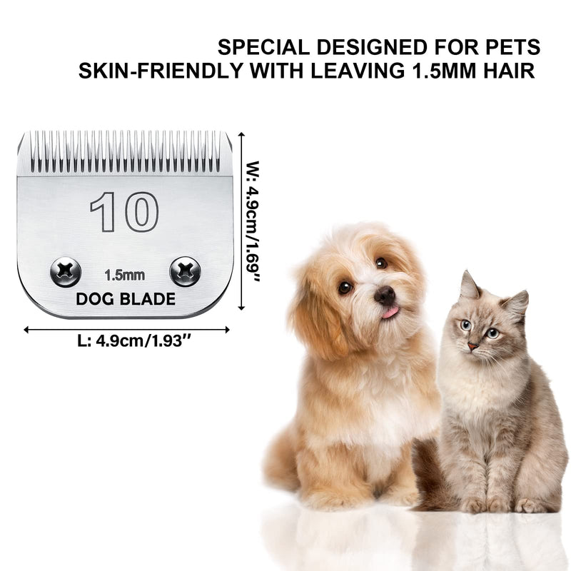 #10 Blade CeramicEdge Carbon-Infused Steel Dog Clippers Blades Compatible with Andis Pet Clippers AG AGC Ceramic Sharp Size-10, 1/16-Inch Cut Length,Sliver - BeesActive Australia