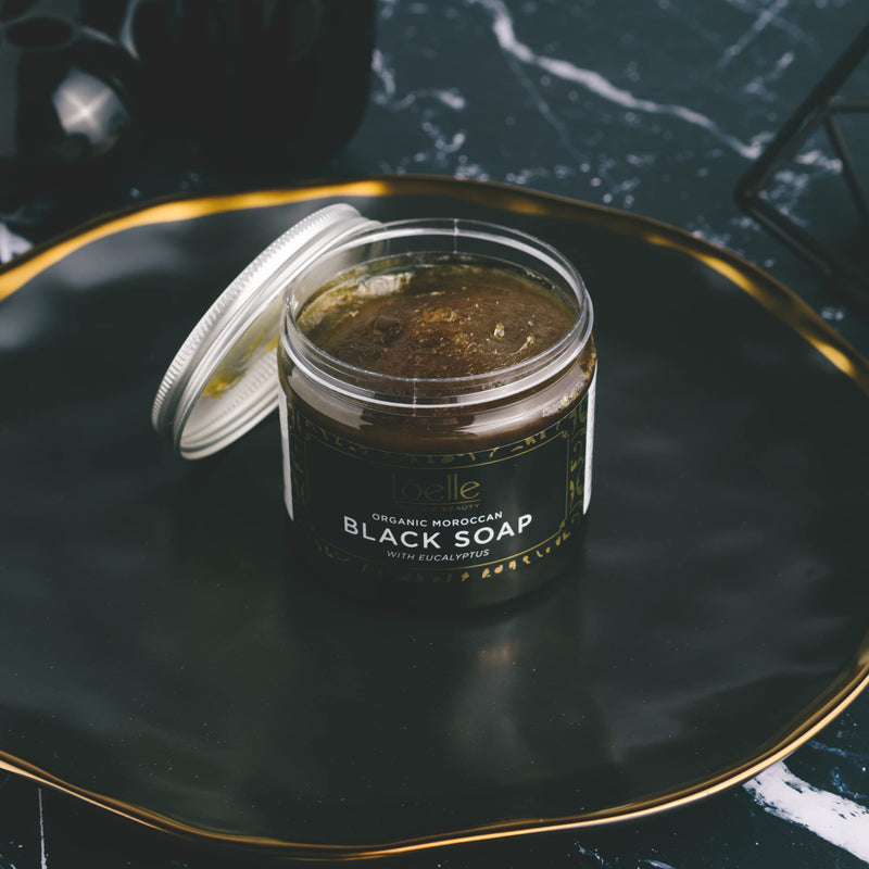 Loelle - 100% Organic Moroccan Black Soap - Made with Natural Ingredients - Black Hammam Exfoliating Body Scrub - Exfoliating Shower Gel (200g) - BeesActive Australia
