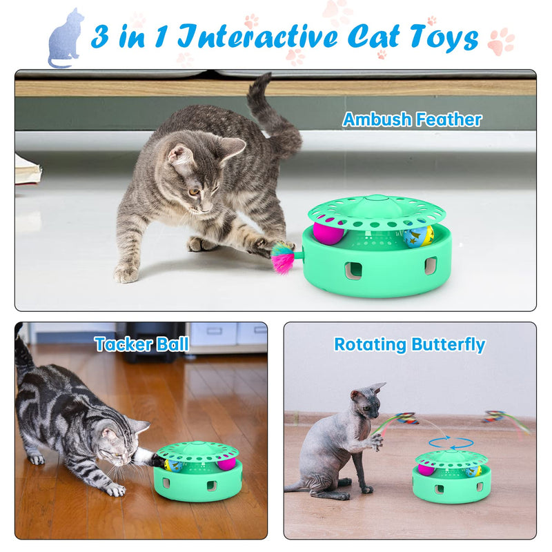Tyasoleil Cat Toys Automatic, New 3 in 1 Cat Interactive Electronic Toys, 6 Holes Whack-A-Mole Mice Toy, Motorized Butterfly Feather Wand, Teaser Bell Ball, Auto On/Off for Exercise Indoor Kitten Pet - BeesActive Australia