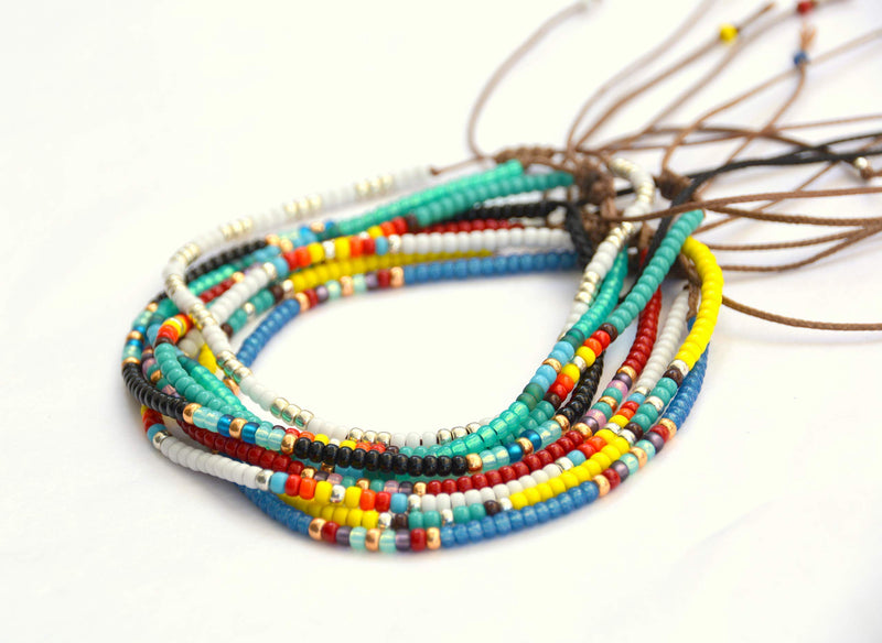 Anklet for Women, Unique Beaded Thin Anklet, Black Gold Colorful Boho Hippie Waterproof Beach Foot Jewelry, Native American Style, Handmade by Tribes - BeesActive Australia