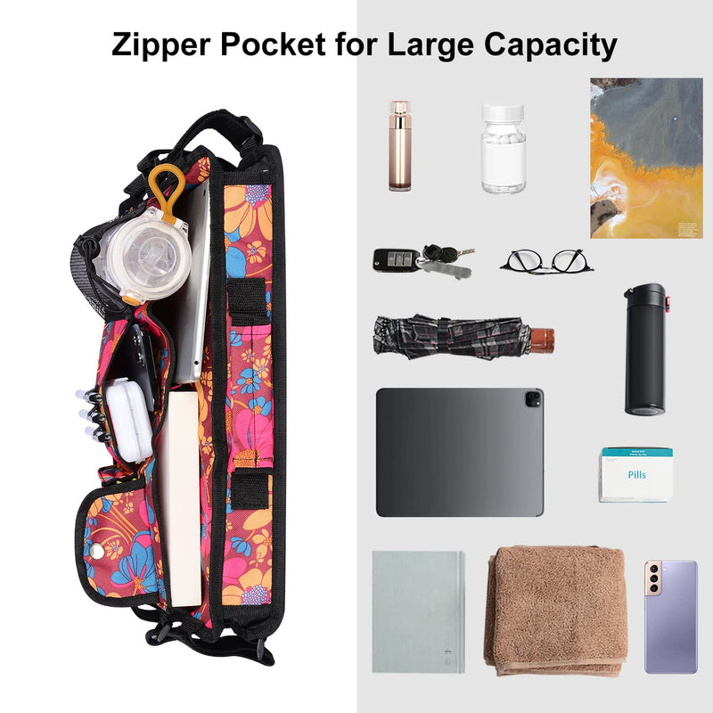 supregear Double Side Walking Frame Bag, Walker Basket with 9 Pockets and Large Compartment for Walker Rollator Wheelchair, Water Resistant Walker Organizer Pouch with Handle and Cup Holder (Floral) Floral - BeesActive Australia