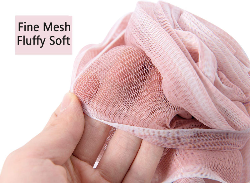 Pincy 3-Pack Soft Mesh Poufs - Rose Flower Shape Shower Puff Loofah, Exfoliating Bath Sponge Scrubber Ball, 3 Colors Suitable for All Family Black - BeesActive Australia