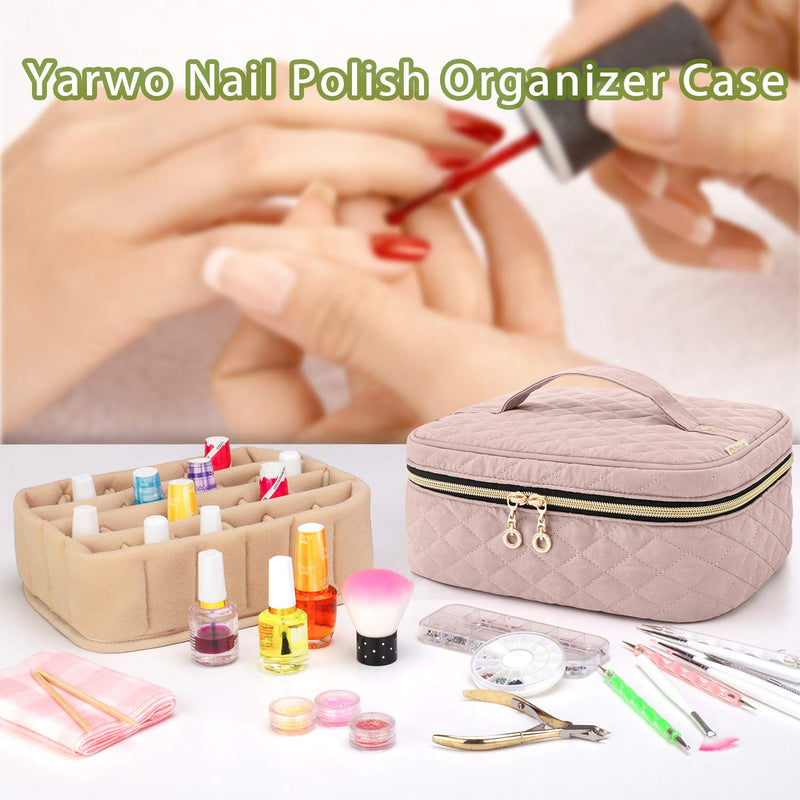 Yarwo Nail Polish Carrying Bag Holds 24 Bottles (15ml/0.5 fl.oz), Travel Storage Organzier for Nail Polish and Manicure Accessories, Dusty Rose (Bag Only, Patented Design) - BeesActive Australia