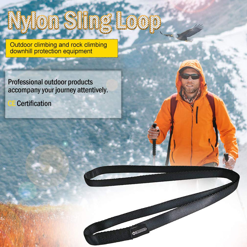 NewDoar Climbing Sling 16mm Nylon Sling Runners 22KN 4840LB Climbing Utility Cord Rock Climbing, Creating Anchors System, Rappelling Gear, Perfect for Tree Work black 24"/60cm/1pcs - BeesActive Australia