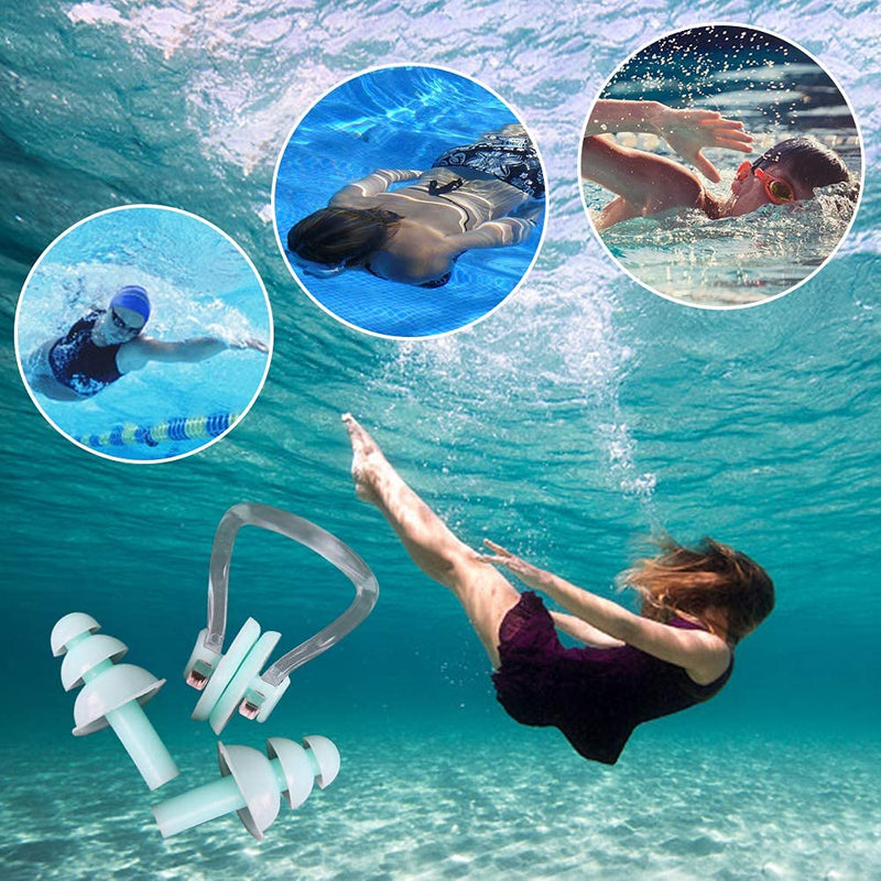 UPINS 14 Sets Silicone Nose Clips Waterproof Swimming Nose Plugs Earplugs for Adults Kids, Ear Nose Protector - BeesActive Australia