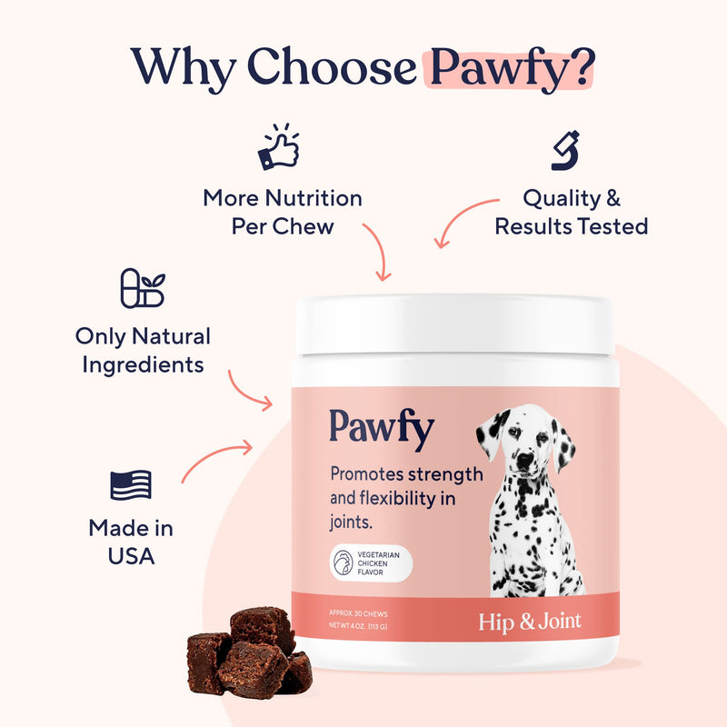 Pawfy Hip & Joint Soft Chews | Total Joint Care | Anti-Inflammatory | Arthritis Relief | Strength & Flexibility | Natural Recovery | with Glucosamine + Chondroitin - BeesActive Australia