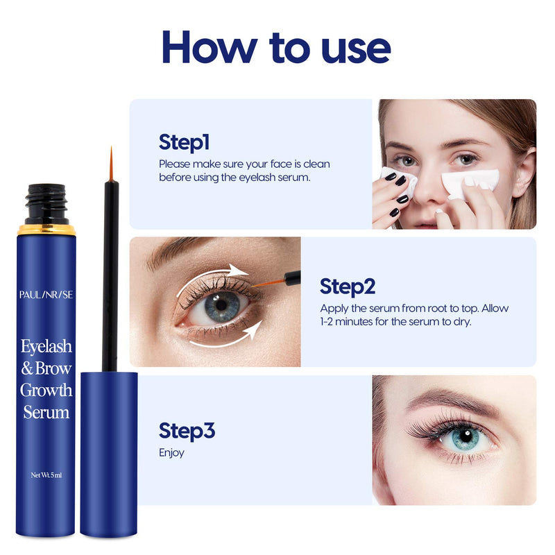 PAULINRISE Natural Eyelash Growth Serum and Brow Enhancer to Grow Thicker, Longer Lashes for Long, Luscious Lashes and Eyebrows[5ml] - BeesActive Australia