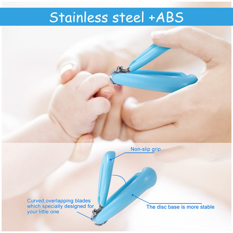 Baby Nail Clipper Kit Nail Care Set Manicure Set with Safe Nail Clipper Scissor Tweezer Nail File for Newborn Toddler 4pcs Blue - BeesActive Australia