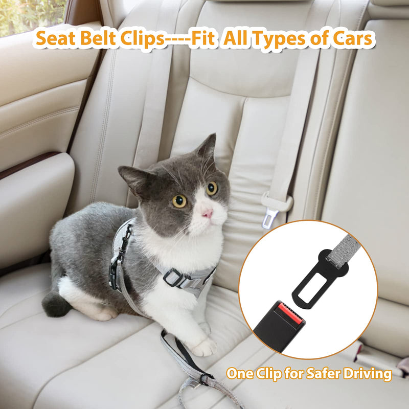 PetBonus 2 Pack Cat Leashes, Reflective Walking Nylon Leash, Escape Proof Clip and Cat Seat Belt, Pet Leash with 360 Degree Swivel Clip for Kittens, Puppies, Rabbits, Small Animals Black, Light Blue - BeesActive Australia