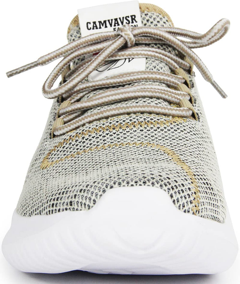 CAMVAVSR Men's Sneakers Fashion Lightweight Running Shoes Tennis Casual Shoes for Walking 10 Gold - BeesActive Australia