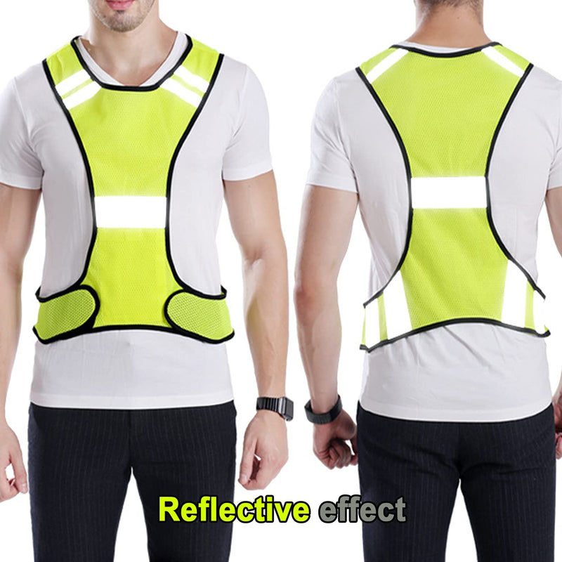 Reflective Night Running Vest with Adjustable Strap & Breathable Holes, Ultrathin Lightweight Safety Vest with 360° High Visibility for Running, Jogging, Cycling, Hiking, Walking, Yellow - BeesActive Australia