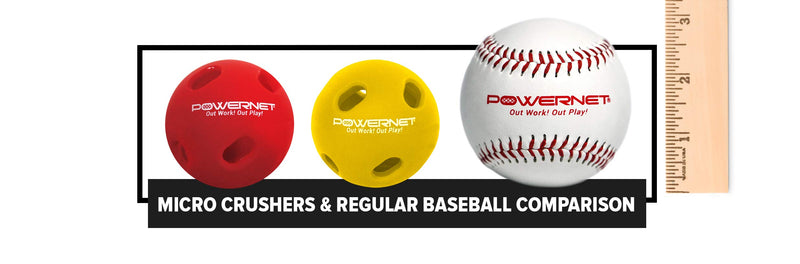 [AUSTRALIA] - PowerNet Micro Crushers Limited Flight Training Baseballs 12 PK | Batting Practice Ball for Pre-Game Warm Ups and Hitting Drills | Better Eye Coordination for Speed & Power Red 