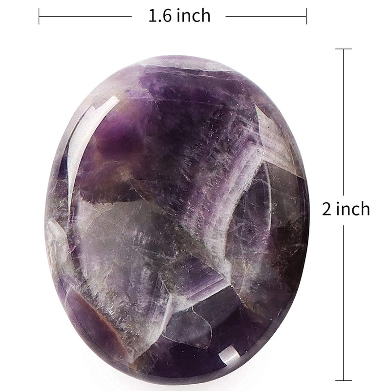 Artistone 2" Amethyst Crystals Worry Stone Carved Natural Polished Reiki Healing Bulk Thumb Chakra Stones for Anxiety Meditation Home Decor(Gift Box) - BeesActive Australia
