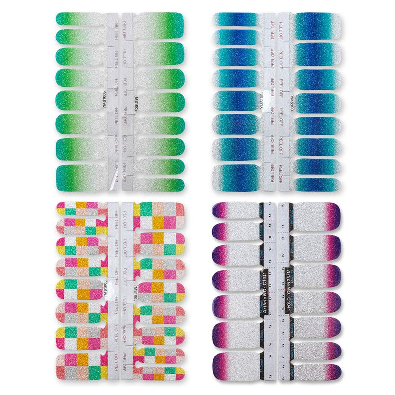 SILPECWEE 8 Sheets Adhesive Nail Polish Stickers Decals and 1Pc Nail File Glitter Nail Wrap Decals Strips Manicure Kit for Women - BeesActive Australia