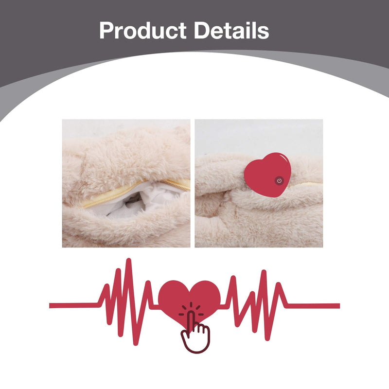 PetPrime Dog Plush Toy Heartbeat Plush Bear Puppy Toy with Warmer Bag Pet Soft Anxiety Puppy Relief Toy for Puppy Dogs Heart Beat Stuffed Animal Puppy Sleeping Buddy Anxiety Dog Toy Heart of plush bear - BeesActive Australia