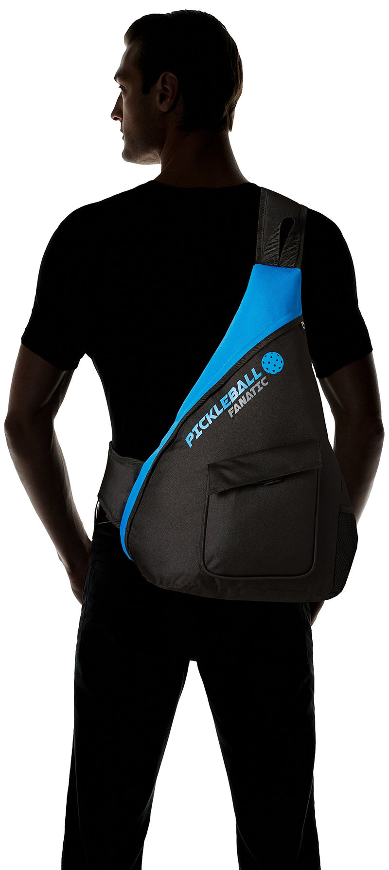 [AUSTRALIA] - Pickleball Fanatic Sling Bag with Pockets for Paddles, Balls, Gear, and Water Bottle Blue/Black 