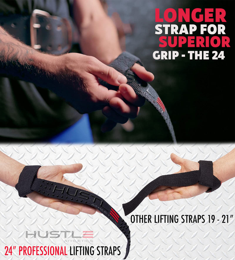 Hustle Athletics Weight Lifting Straps - 24" Soft Cotton Deadlift Straps with Silicone Grip and Wrist Straps for Weight Lifting - Prevent Grip Slip and Lift Heavier with a Solid Grip - BeesActive Australia