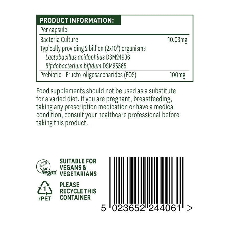 Natures Aid Microbiotic Complex (L.Acidophilus and Bifidus, with FOS), Vegan, 60 Capsules - BeesActive Australia