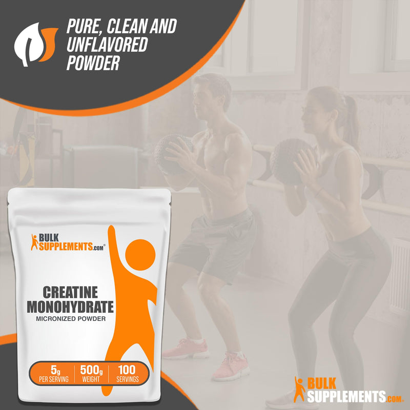 BULKSUPPLEMENTS.COM Creatine Monohydrate Powder - Creatine Pre Workout, Creatine for Building Muscle - 5g (5000mg) of Micronized Creatine Powder per Serving, Creatine Monohydrate 500g (1.1 lbs) 1.1 Pound (Pack of 1) - BeesActive Australia