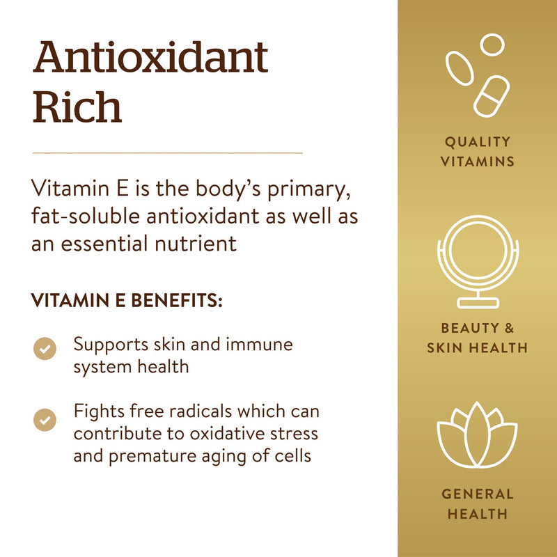 Solgar Natural Source Vitamin E 671mg - Supports the Immune System - Protects Cells from Oxidative Stress - 100 Softgels - BeesActive Australia