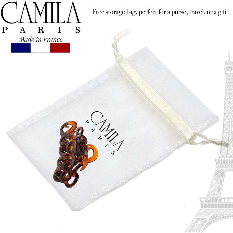 Camila Paris CP1380 French Hair Clip for Women, 3.25 inch Girls Hair Claw Clips Jaw Tortoise Cellulose, Fashion Durable and Styling Hair Accessories for Women, Strong Hold No Slip Grip, Made in France 3.23 Inch (Pack of 1) Brown - BeesActive Australia