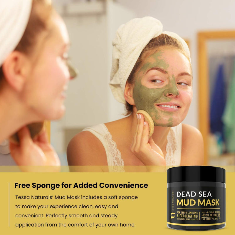 Dead Sea Mud Mask - Enhanced with Collagen - Reduces Blackheads, Pores, Acne, & Oily Skin - Visibly Healthier Face & Body Complexion - All Natural Anti-Aging Formula for Women & Men - BeesActive Australia