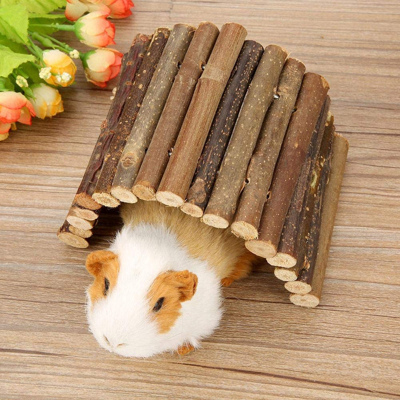 Pet Ladder Bridge Bend Wooden Hamster Wood Ladder Living Fence Suspension Bridge Exercise Chew Toy for Reptile Mice Rodents Small Animals(Small) - BeesActive Australia