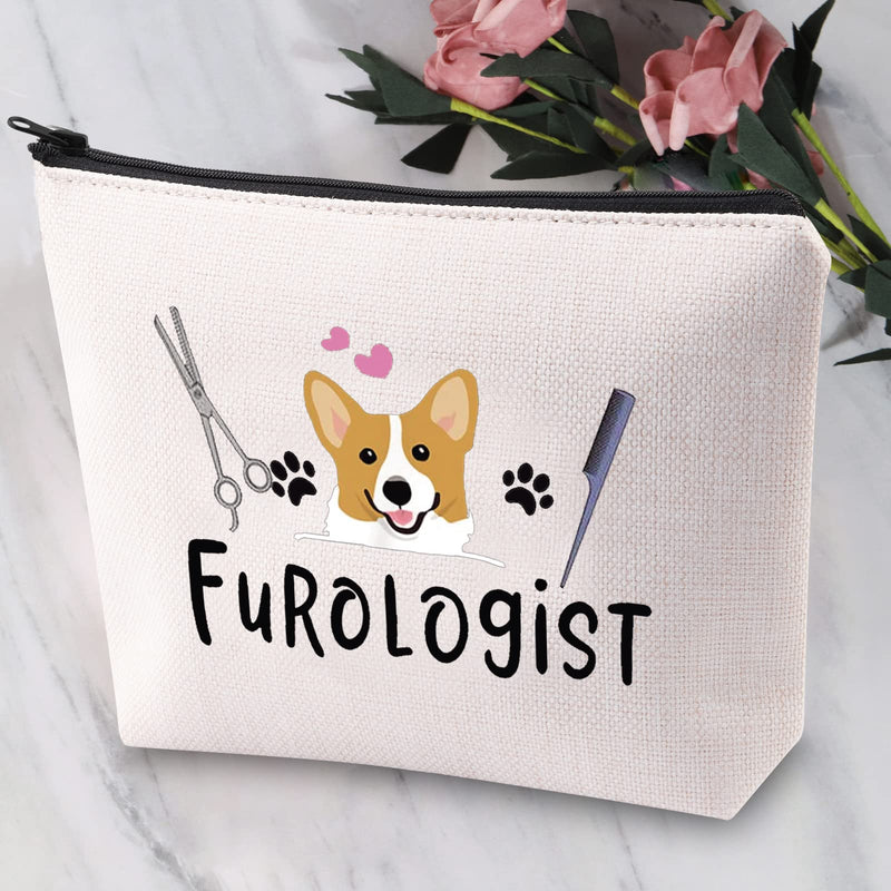 JYTAPP Furologist Funny Puppy Stylist Cute Dog Groomer Cosmetic Bag Dog Groomer Survival Kit Makeup Zipper Pouch Bag Pet Grooming Gifts BEIGE - BeesActive Australia