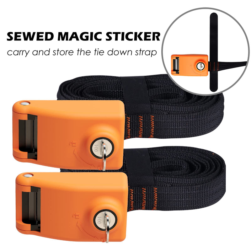 Lovinouse 2 Pack 15FT Lockable Tie Down Strap, with 3 Stainless Steel Cables, for Lashing Locking Kayak, Bike, Surfboard, 15 Feet Each (15 FT) 15 ft - BeesActive Australia