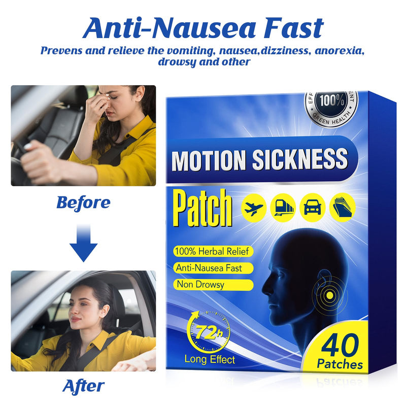 Natural Motion Sickness Patch Anti-Nausea, 40PCS Sea Sickness Patches 72h Long Effect Relief Vomiting Nausea Dizziness, Herb Treatment No Side Effects, Fast Acting, for Car Boat Rides Cruise Airplane - BeesActive Australia