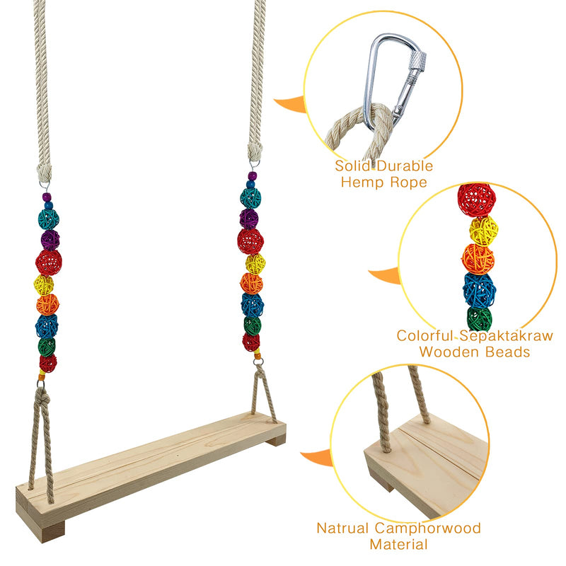 Chicken Swing,Chicken Perch,Wood Stand for Chick,Ladder Toys for Bird,Handmade Coop Swing for Chicken Bird,Parrot,Hens,Small Parakeets,Cockatiels,Macaws,Large Pet, Safe and Relief of Stress - BeesActive Australia