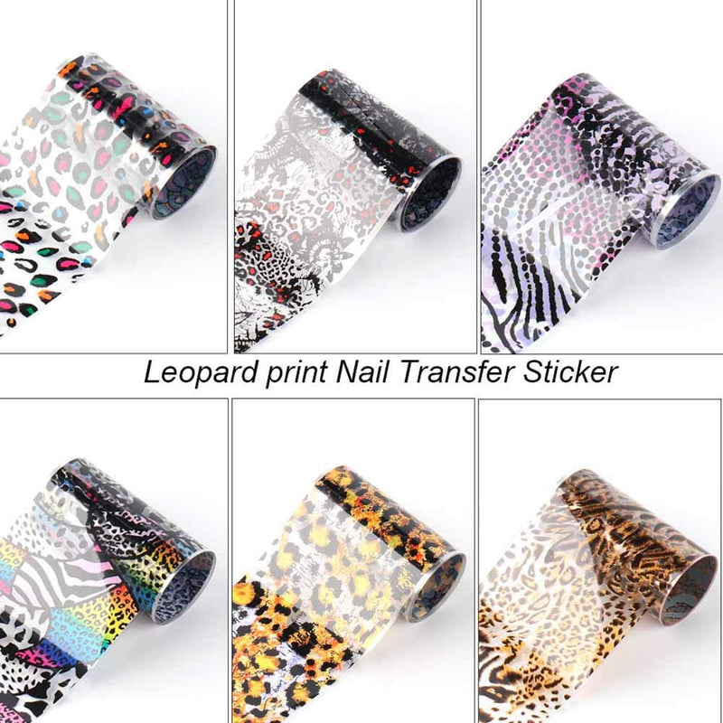 Foil Nail Art Transfer Stickers Nails Supply Foil Transfers 10 Rolls Leopard Nail Foils Decals Animal Skin Nail Art Foil Transfer Decals Nail Art Stickers - BeesActive Australia
