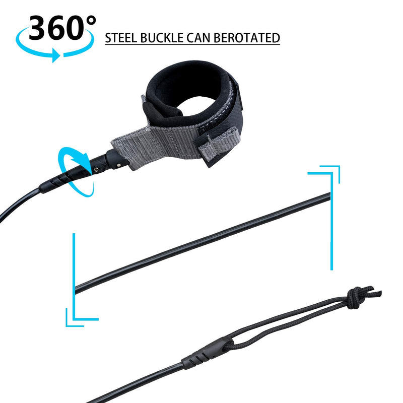 Rokia R Surfboard Leash-Straight Leash for Shortboard,Surfboard & Paddleboard 5mm Replacement 6/7/8/9 Foot| Black and Blue 6FT - BeesActive Australia