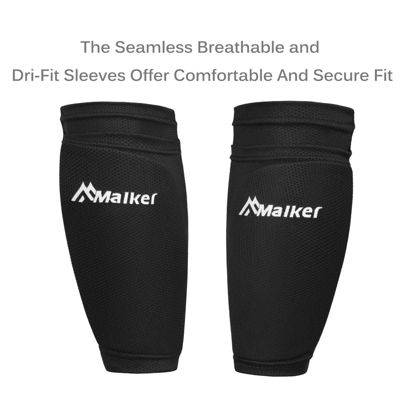 Malker Soccer Shin Guards for Kids Youth Adults Shin Guards Pads with Sleeves, Lightweight and Compact, Protective Soccer Equipment Black Medium - BeesActive Australia